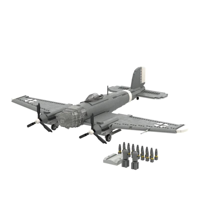 Germany WW II Military Weapons He111 Air Force Heavy Bombers MOC Building Block Aircraft Model Educational Toy Brick Gifts