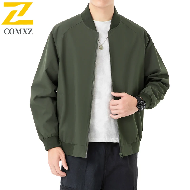 COMXZ عادية الوقوف طوق الرجال سترة في الهواء الطلق ركوب الدراجات معطف خفيف الحضرية الشارع نمط مريح ارتداء مقاومة الخريف سترة واقية جديدة