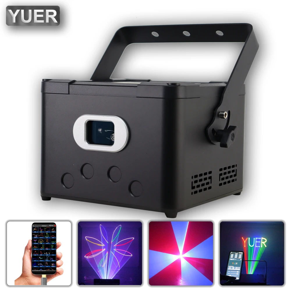 

2024 YUER 1W 2W 3W 4W 5W APP Control Laser Light RGB Animation Scanner Stage Lights DMX512 For Disco Party Club Stage Effects