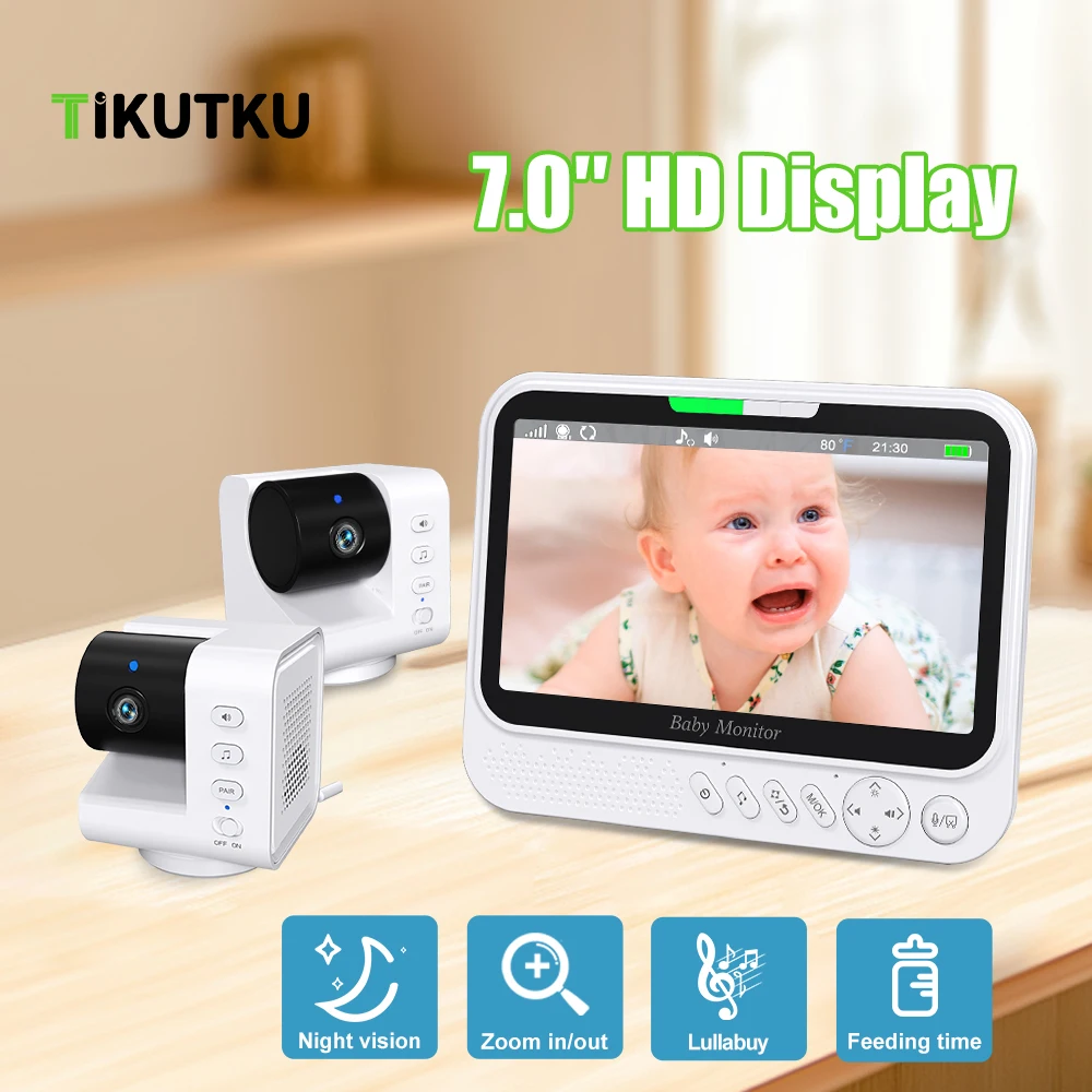 

2pcs Baby Monitor 7 Inch Display Screen 5000mAh Battery Home Security Wireless Video IP Camera Kids Protection Surveillance