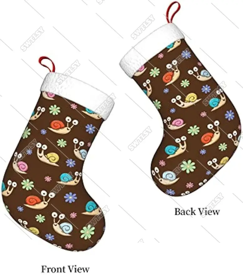 Cute Snail Cartoon Christmas Stocking Xmas Stockings Classic Holiday Decoration Fireplace Hanging Sock