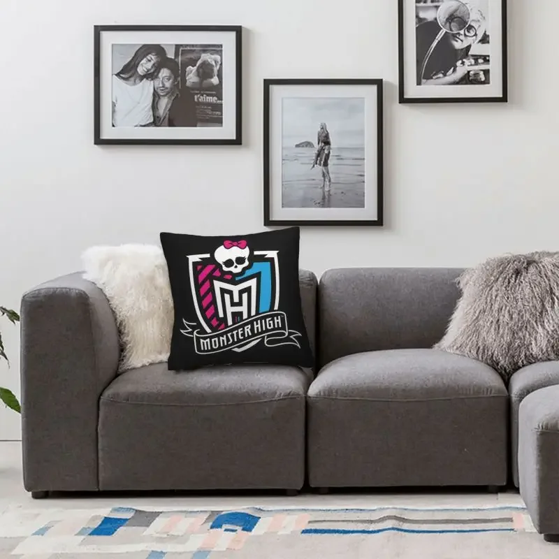 Monster High Logo Pillow Cover Home Decor Dolls Cushion Cover Throw Pillow for Living Room Double-sided Printing