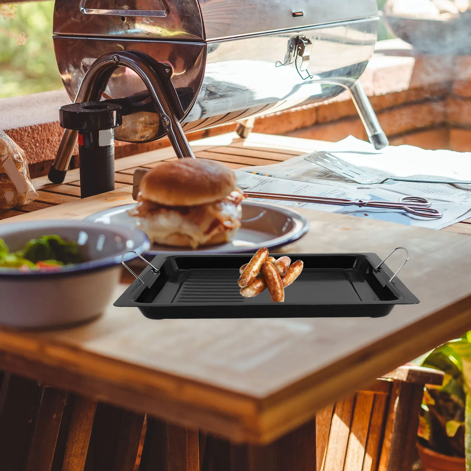 

1Pcs Barbecue Pan Nonstick Thick Grill Plate Outdoor Roasting Tray Bbq Frying Tool Cooking Supplies Barbecue Pan