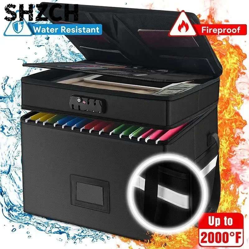 Double-layer password fireproof and waterproof important document storage box office data file storage