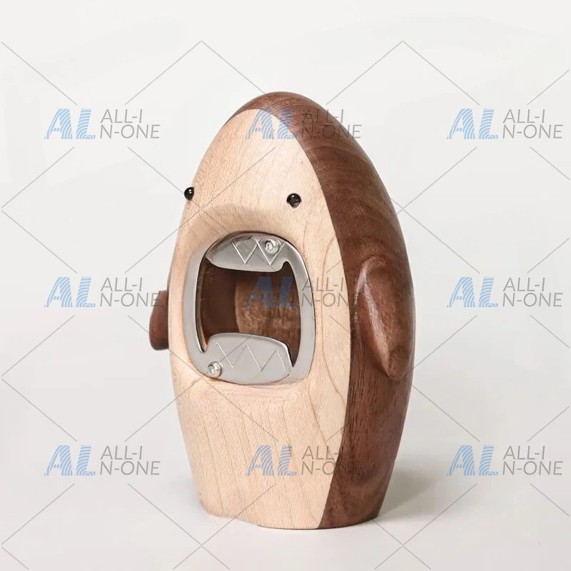 無垢材のサメ型ボトルオープナー飾り、新築祝いギフト、パーソナライズされたクリエイティブな装飾ボトルオープナー