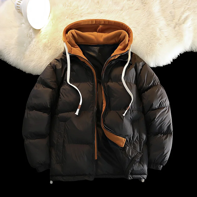 Pop Male Waterproof Windproof Hip-hop Warm Parkas Winter Jackets Men Parkas Thicken Warm Cotton Hoodie Coats Black Loose Windbre
