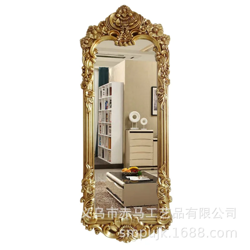 Miroir pleine longueur sculpté rétro européen et américain, magasin de vêtements, miroir ajusté pour tout le corps