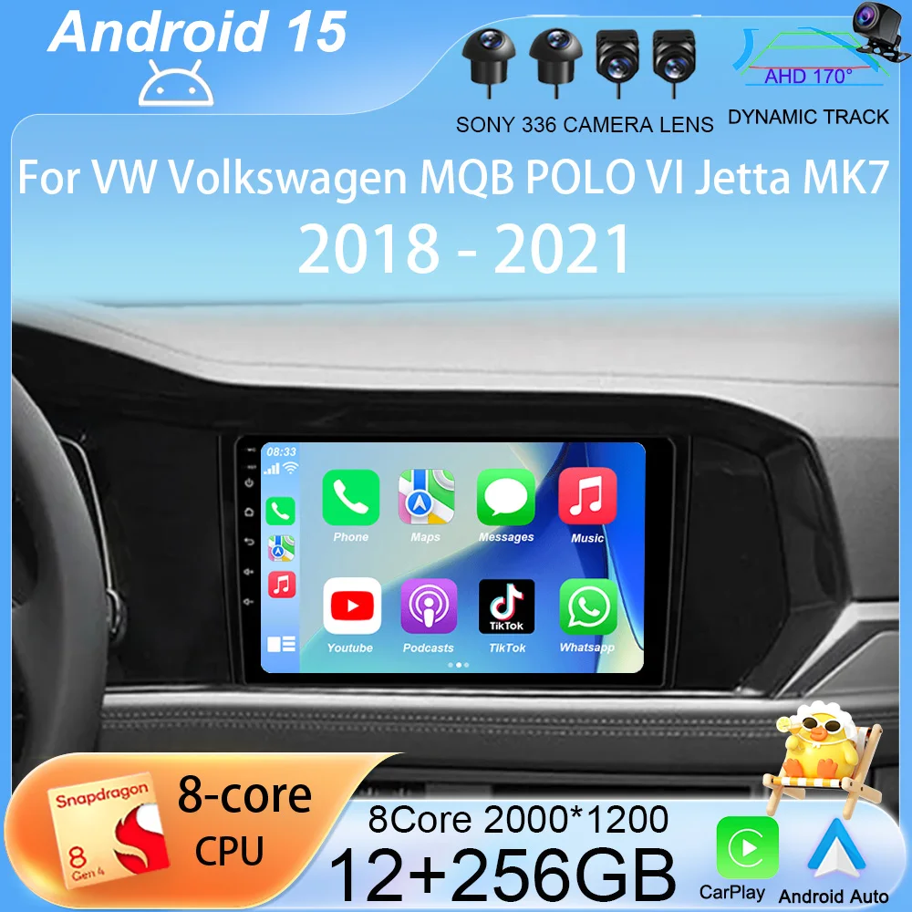

Android 15 Carplay Auto for VW Volkswagen MQB POLO VI Jetta MK7 2018-2020 2021 Car Radio Stereo Video Multimedia Player GPS WIFI