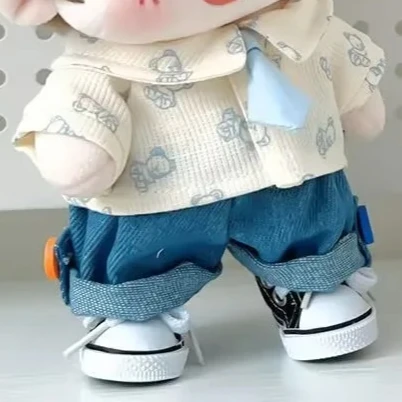 Ropa para muñecas, ropa Original para muñecas de algodón de 20cm, bonita figura de peluche, camisa, corbata, conjunto de pantalones vaqueros