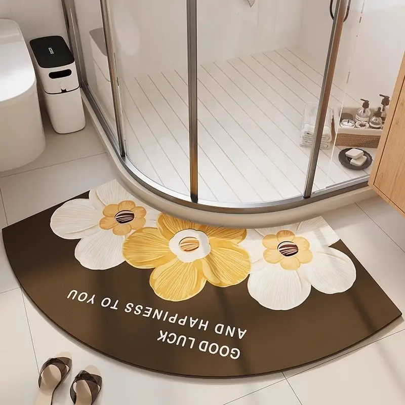 Curved Diatom Mud Absorbent Mat Simplicity Bathroom Products Non-slip Quick Dry Soft Mat Household Creative Toilet Door Carpet