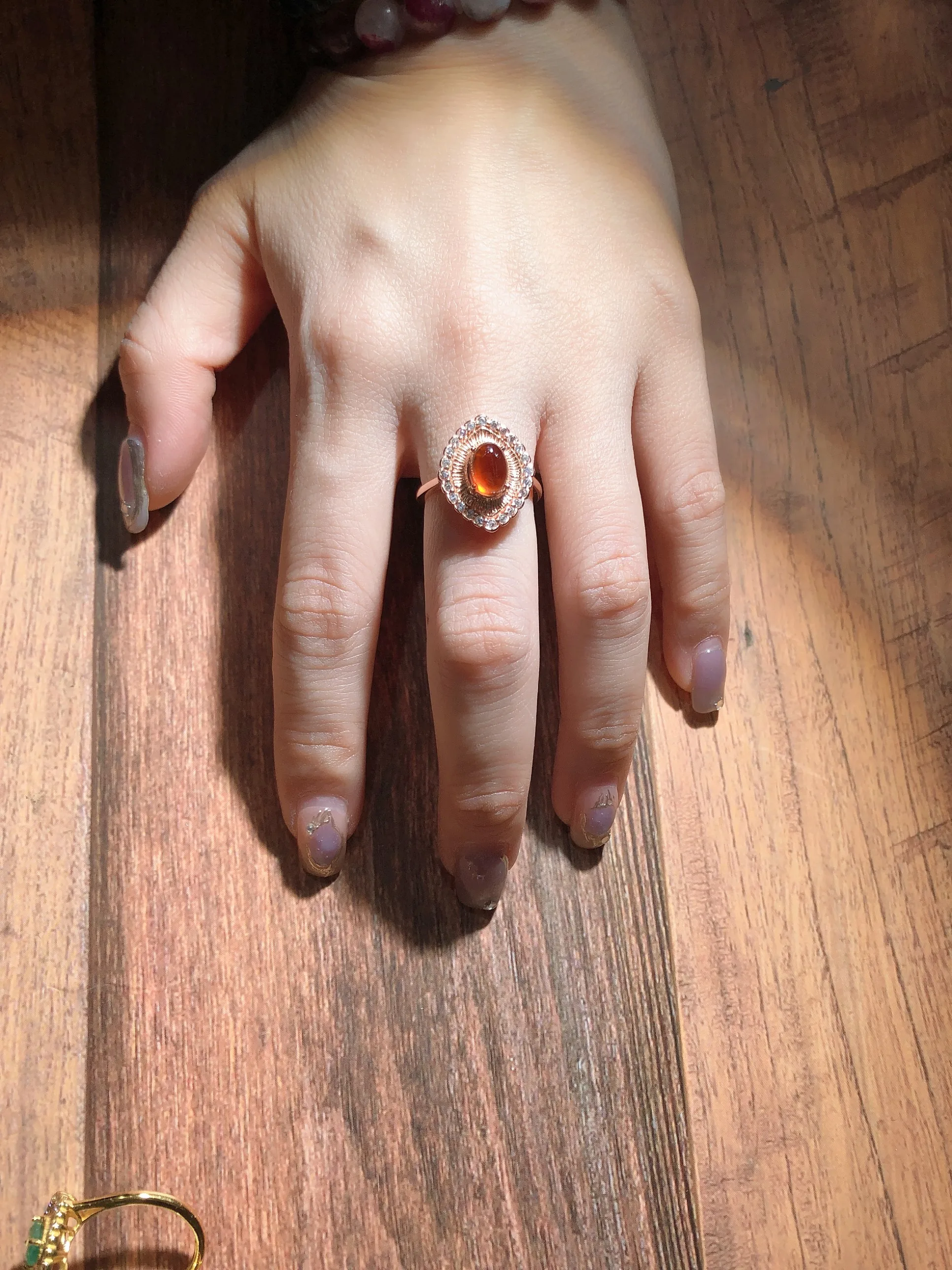 High-Quality Orange Pomegranate Gemstone ladies rings - Premium Fine Jewelry Pieces