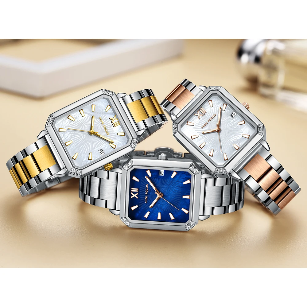 MINI FOCUS Casual and Fashion Quartz Watch Watches for Women Waterproof Chronograph Wrist Watch with Date Luminous Hands 0472L