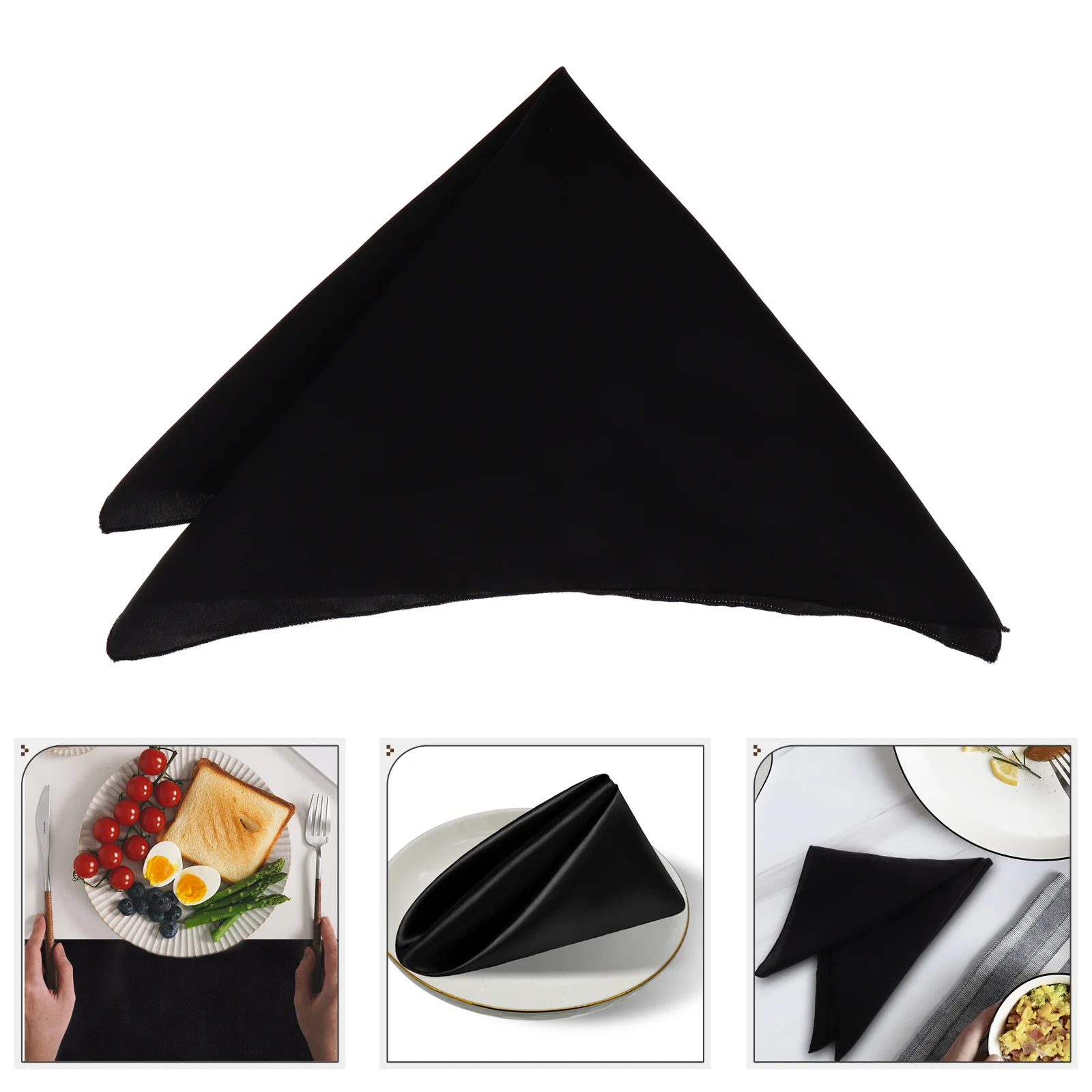 

12Pcs Black Fabric Napkins Soft Reusable Dinner Table Cloths for Hotel Wedding Restaurant Banquet Kitchen Cloth