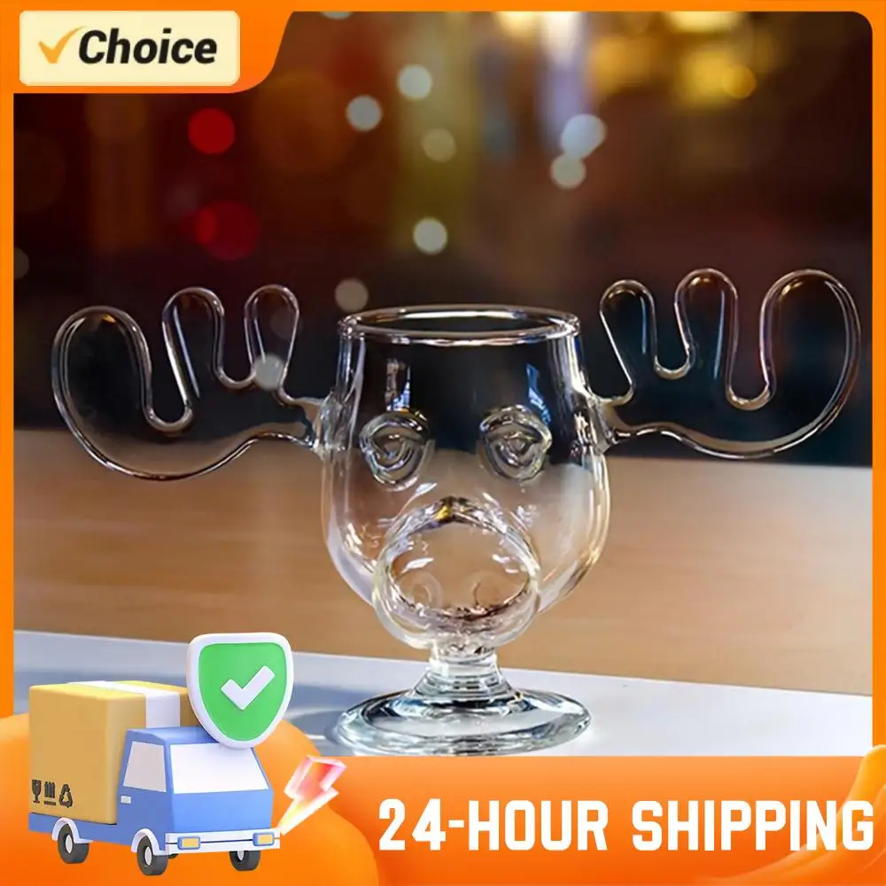 1/2/3 قطعة إِلْكَة عيد الميلاد كوب زجاجي 240 مللي 8 أوقية عيد الميلاد القدح موس القدح الإبداعية الأيائل كوب زجاجي البيرة عصير الماء الحليب كأس للنبيذ القدح