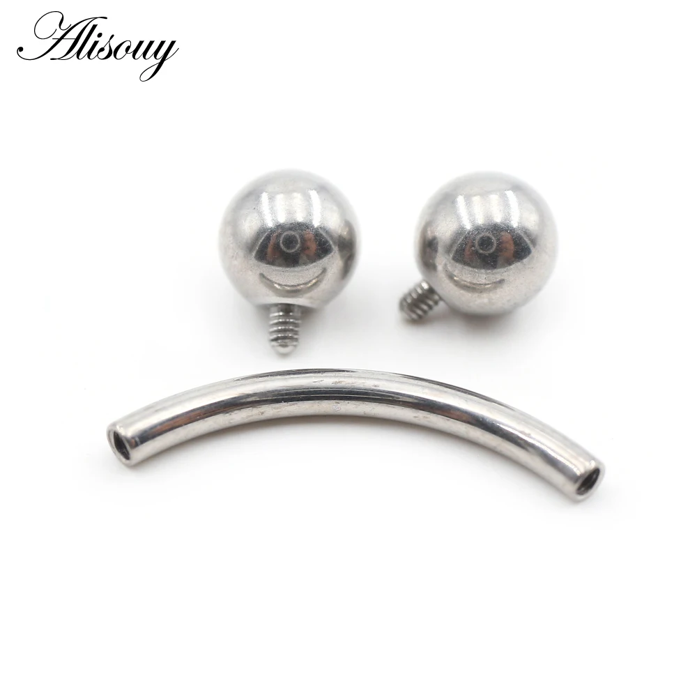Internally Thread Titanium Ball Eyebrow Curved Tongue Ring
