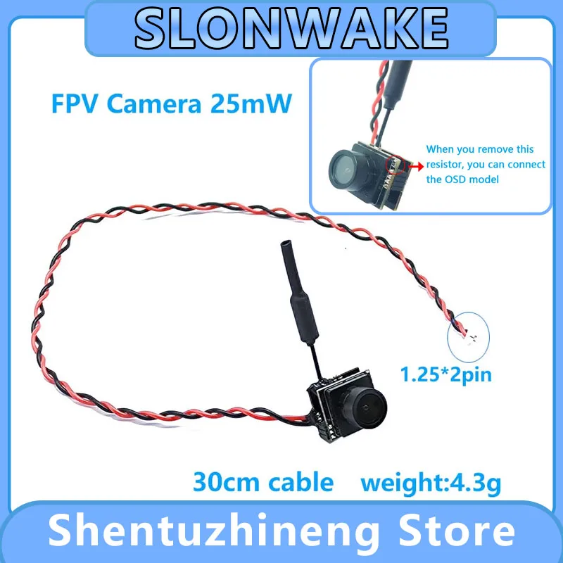 EWRF mini VTX 5.8G 48CH 25mW FPV-zender + 600TVL 120 graden AIO FPV-camera met 30 cm aansluitkabel voor RC FPV Racing Drone