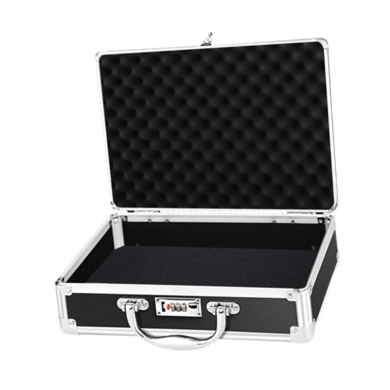Durable Aluminum Frame Suitcase Tote Storage Case for Personal Items Passports Document with Foam Insert and Locks