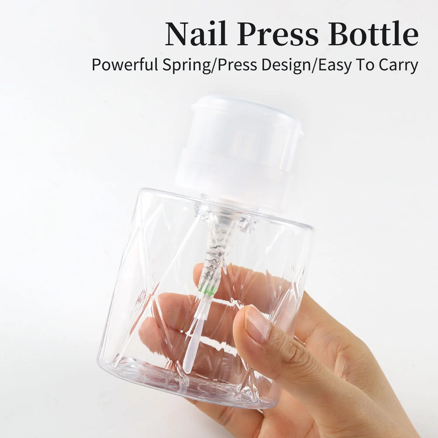 250/300ml Press Pump Dispenser Bottle Empty Container Portable Refillable for Salon Manicure & Home Makeup Press Cap Nail Polish