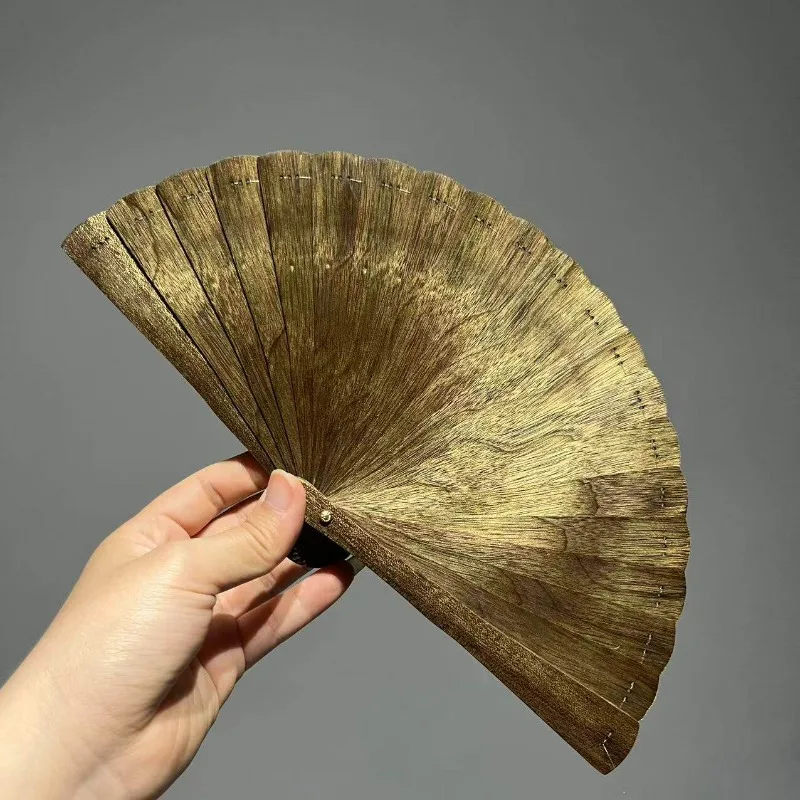 Chinese Nanmu Wood Folding Fan Mini Portable Ancient Style Hand Fan