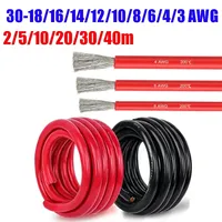 2-40m Heat Resistant Silicone Cable 16 14 12 10 8 6 4 3 Gauge Stranded Copper Wire 12V Automotive Cables For Car Solar Battery