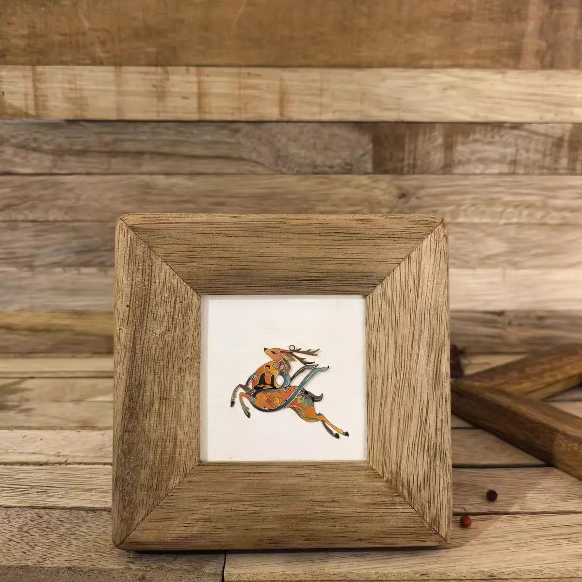 Solid Wood Photo Frame Table Tenon and Mortise Literary and Retro Creative Log Rural Picture Frame