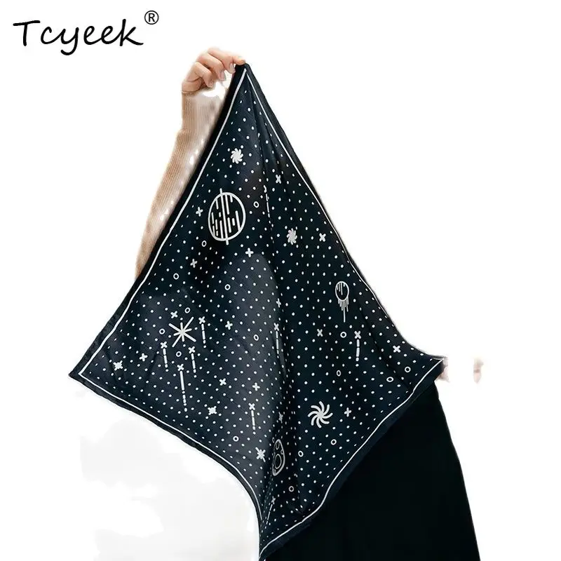 

Tcyeek, 12MM 100%Mulberry Silk Elegant Scarf, Fashion Printed, Women French Headband Versatile Kerchief, Mom Gifts A48963QC