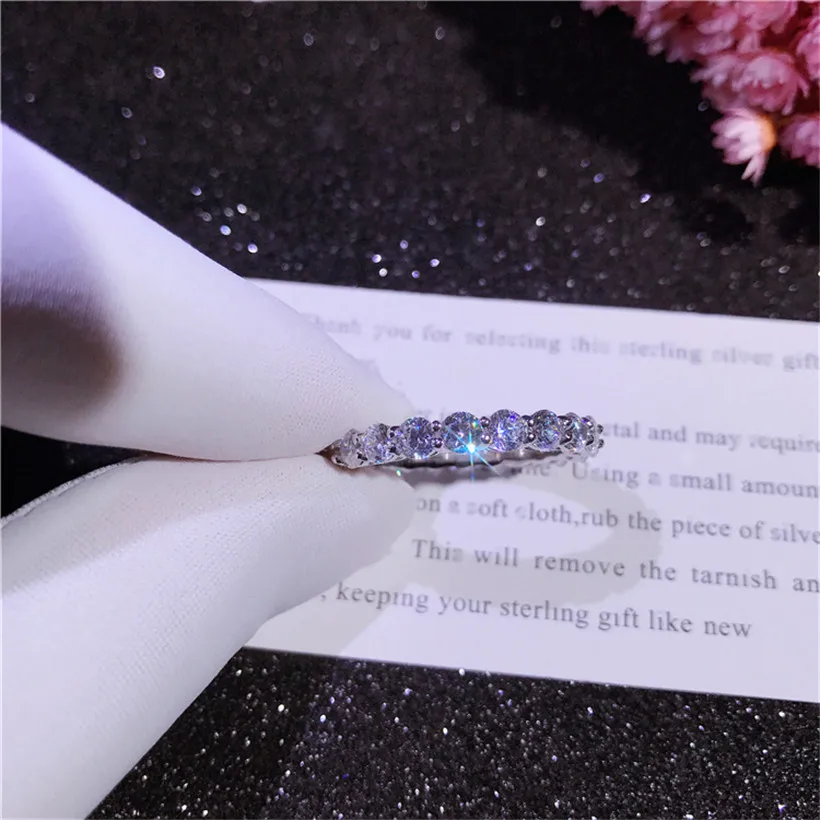 Classic six claws 925 Sterling Silver 2ct Simulated Diamond Band ring set Eternal Wedding Engagement Rings for Women Jewelry