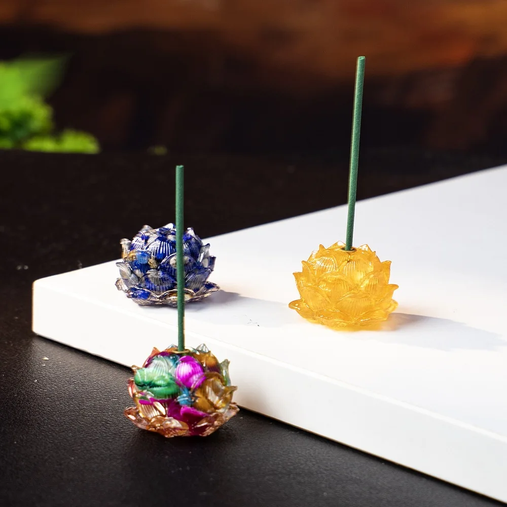 Natural Crystal Resin Multi-functional Lotus Incense Holder Accessory Rack Incense Burner Stick Incense Lotus Incense Tray Coil