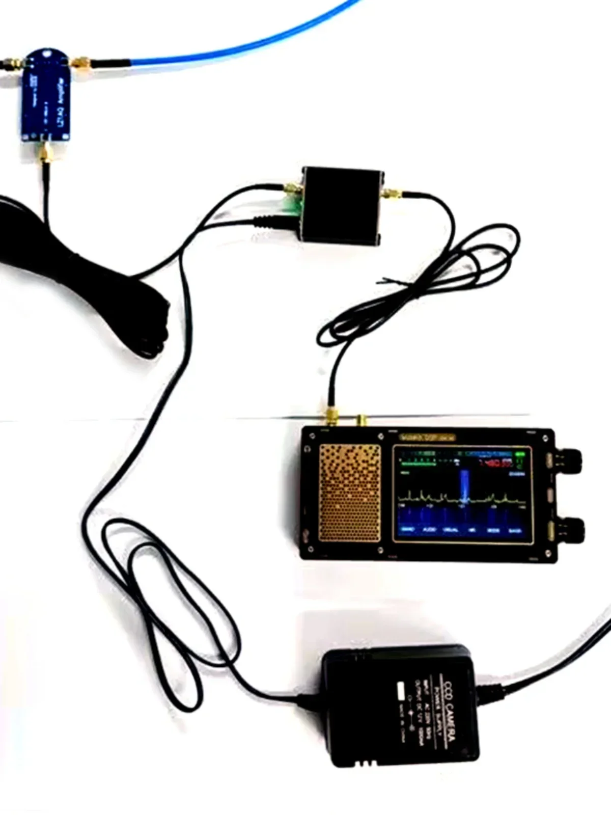 هوائي ذو حلقة صغيرة قصيرة الموجة 50K-500MHz جهاز استقبال نشط بحلقة كاملة النطاق HF AM FM VHF UHF SDR