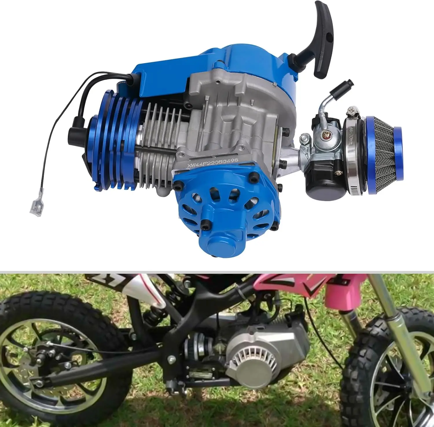

49CC Racing Engine Set 2 Stroke 1.8kw 11000rmp High Performance Single Cylinder Motor with 6 Teeth 25h Sprocket
