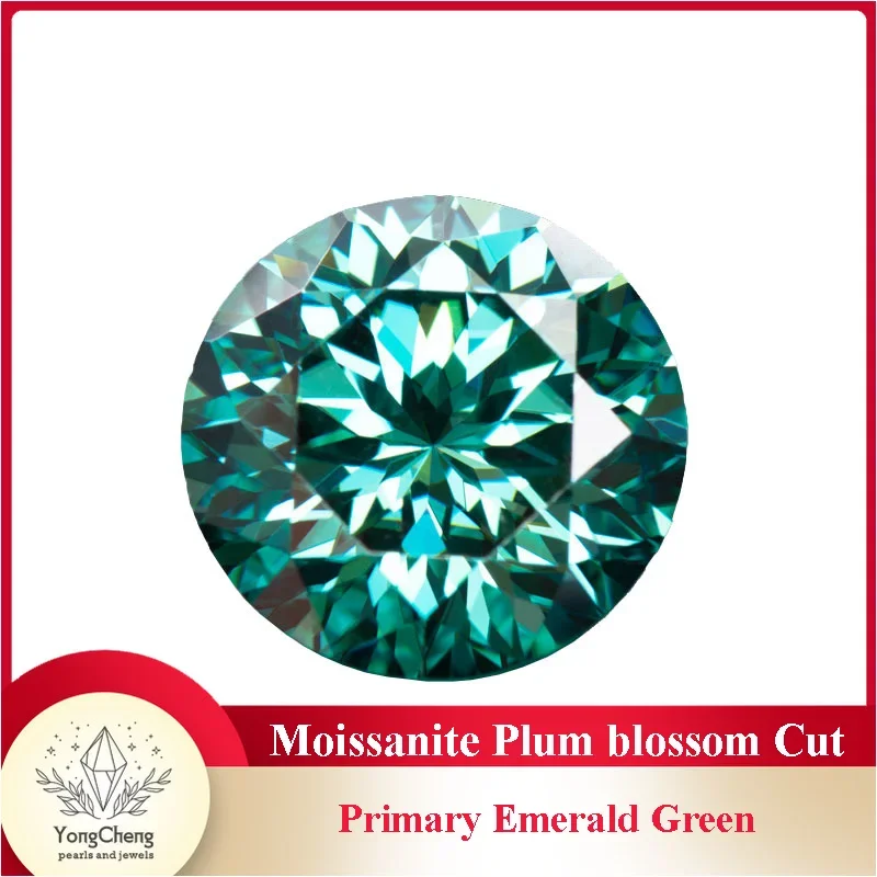 

Moissanite Stones Plum blossom Cutting Round Shape Emerald Green Primary Colours GRA Certificate for Jewelry Making Materials