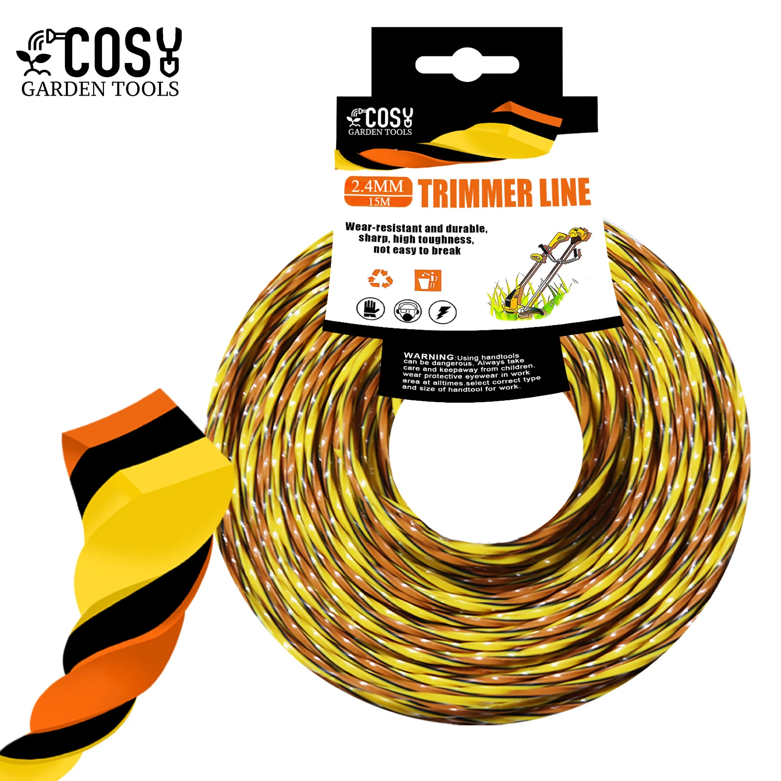 

COSY 2.4MM*15M Nylon Grass Trimmer Line Square Twist For Brush Cutter Lawn Mower Accessory