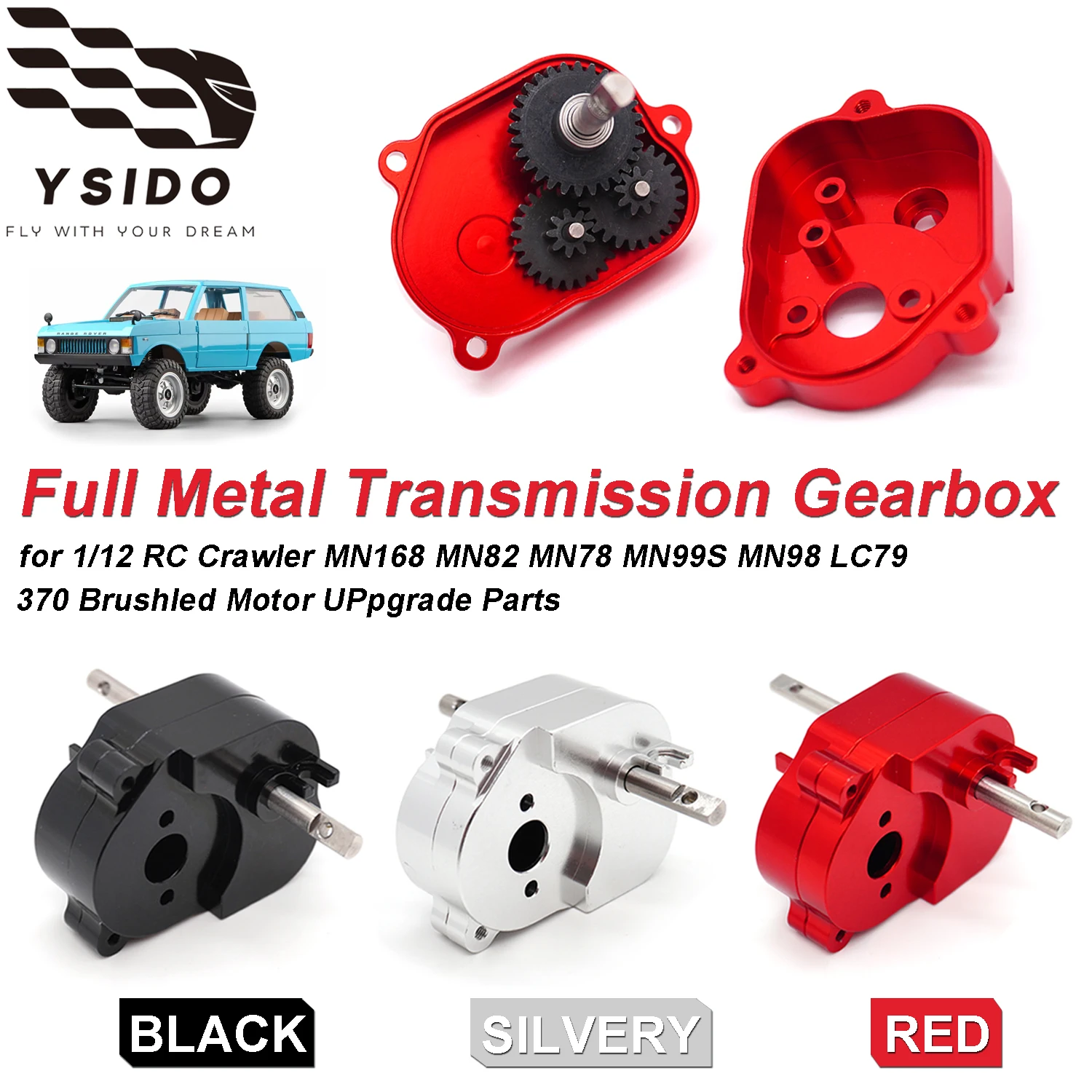 YSIDO Vollmetall CNC-Getriebe für 1/12 RC Crawler MN168 MN82 MN78 MN99S MN98 LC79 370 Bürstenmotor Upgrade-Teile