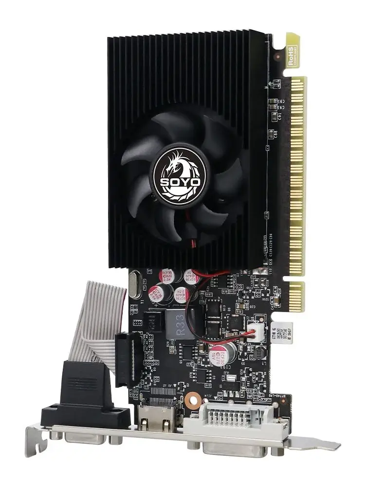 SOYO Grafikkarten NVIDIA GT740 4G GDDR3 128bit Grafikkarte HDMI+DP+DVI für Desktop-Gaming-Computerkomponenten GPU GT740