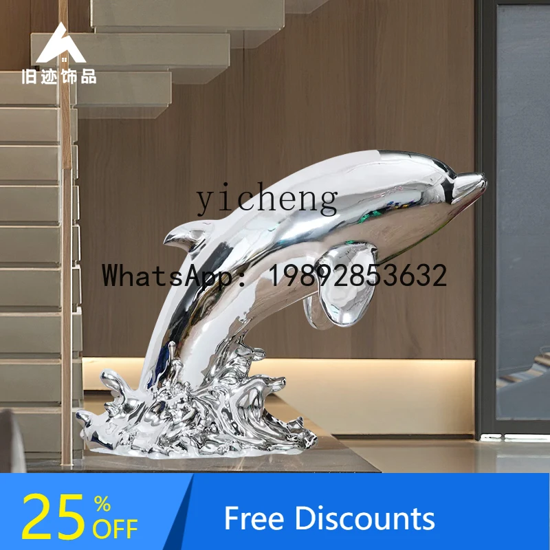 electroplated whale dolphin wave sculpture abstract marine animal floor ornament kawaii accessories