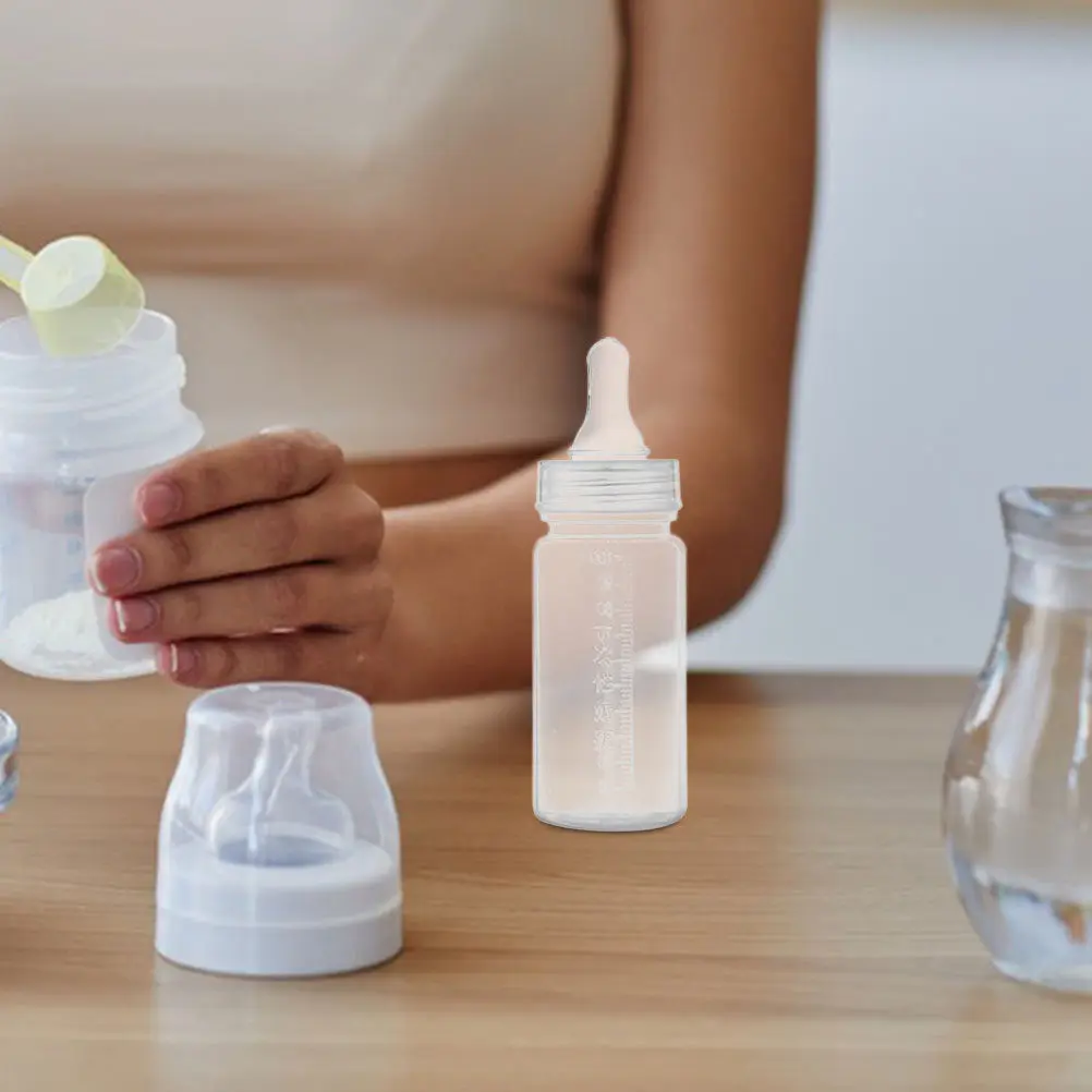 4pcs Disposable Baby Bottles 0-3 Months, Portable Plastic Nursing Bottles with Measurement Scale for Travel
