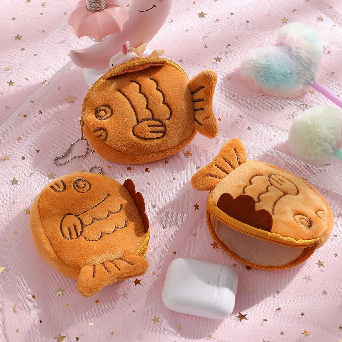 

Милый мультяшный кошелек-монетница Kawaii, портативная плюшевая сумка для монет, ключей и наушников, органайзер на молнии, подарок для детей