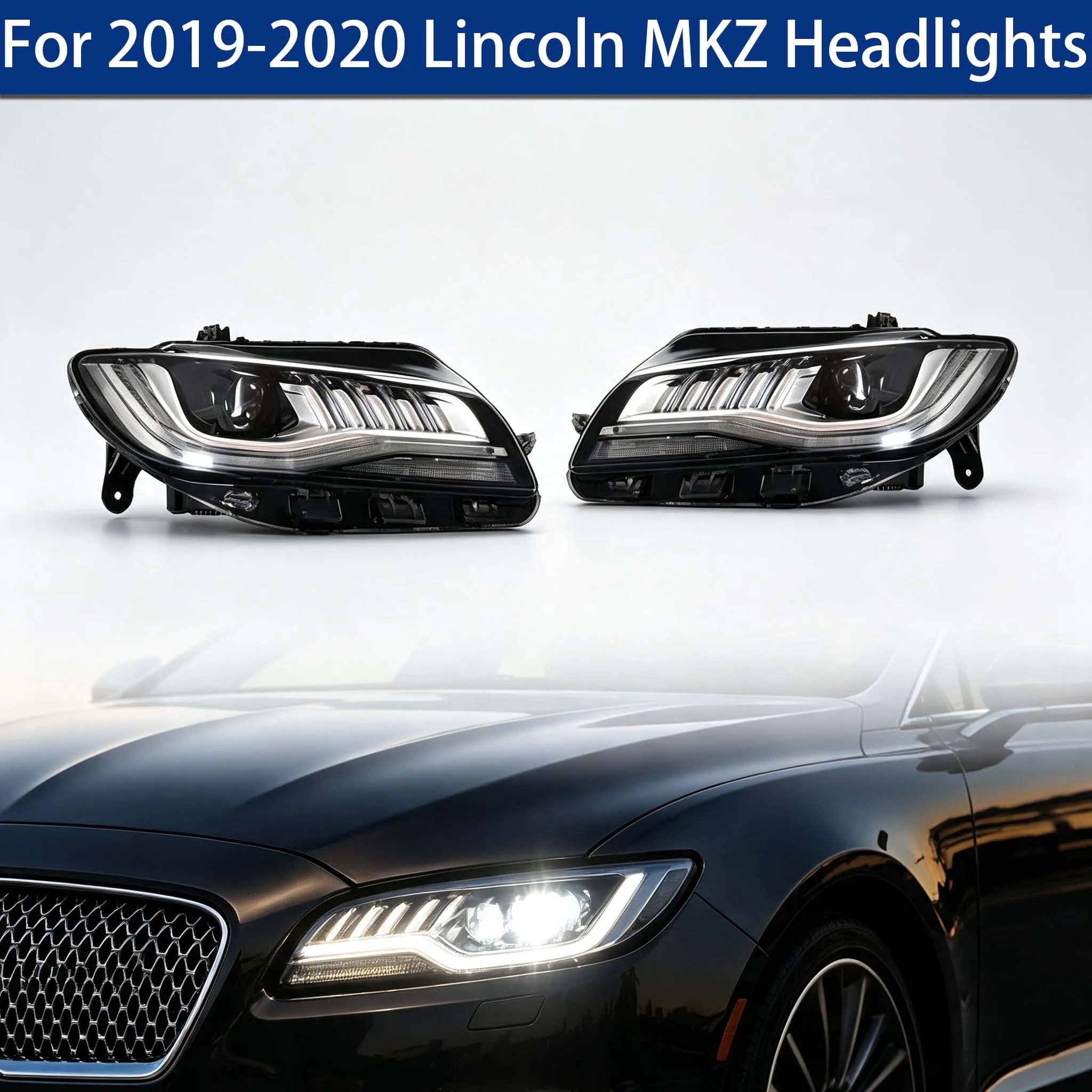 For 2019-2020 Lincoln MKZ headlights, LED headlights left/right front headlight assembly, car front light cover repla