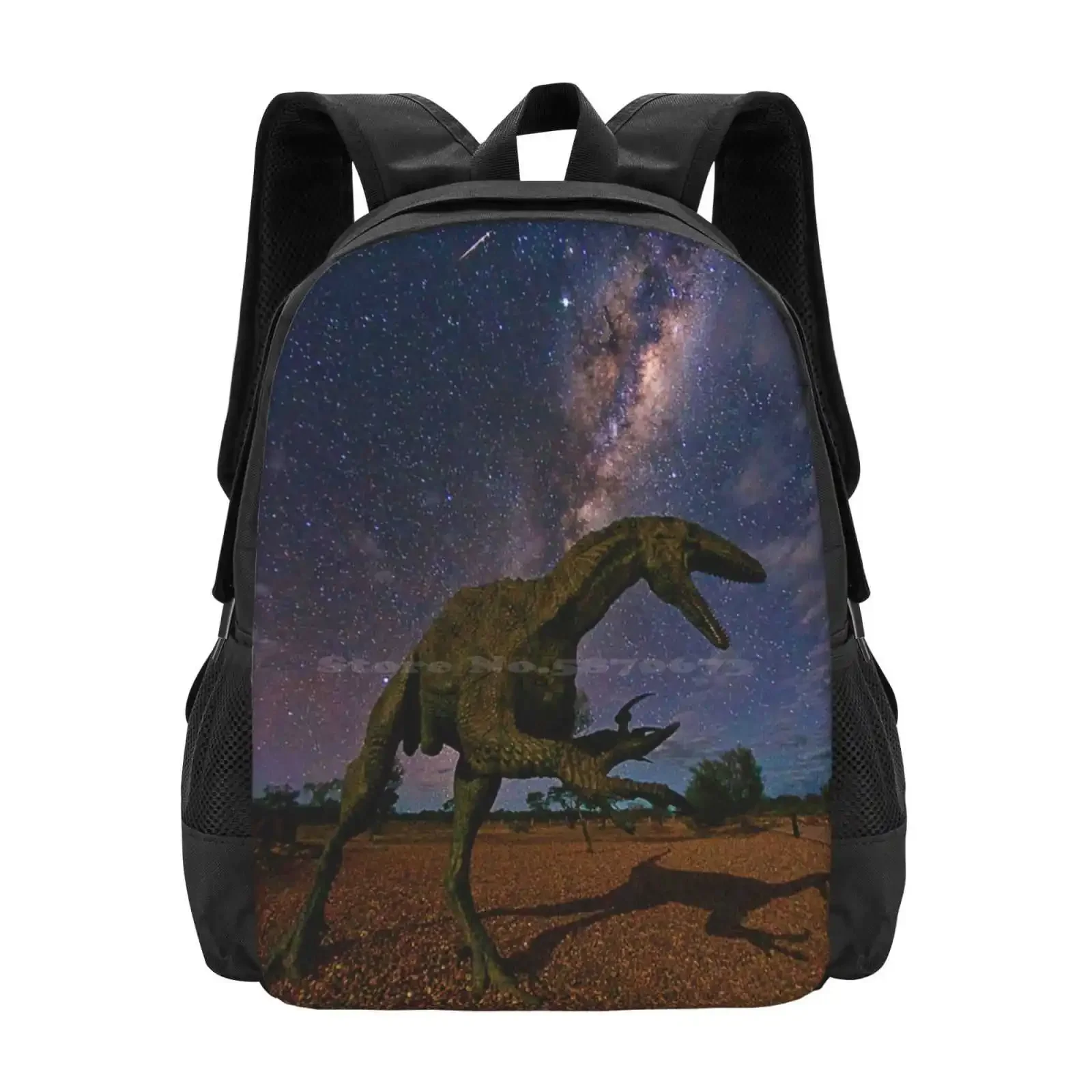 

Dinosaurs And Stars Hot Sale Schoolbag Backpack Fashion Bags Dinosaur Theropod Banjo Australovenator Milky Way Astrophotography