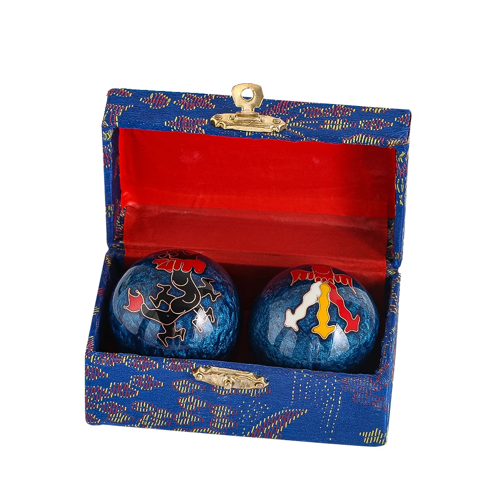Chinese Dragon Phoenix Baoding Balls 47mm with Chime Sound Hand Therapy Meditation Yoga Stress Relief Health Exercise Gift Box