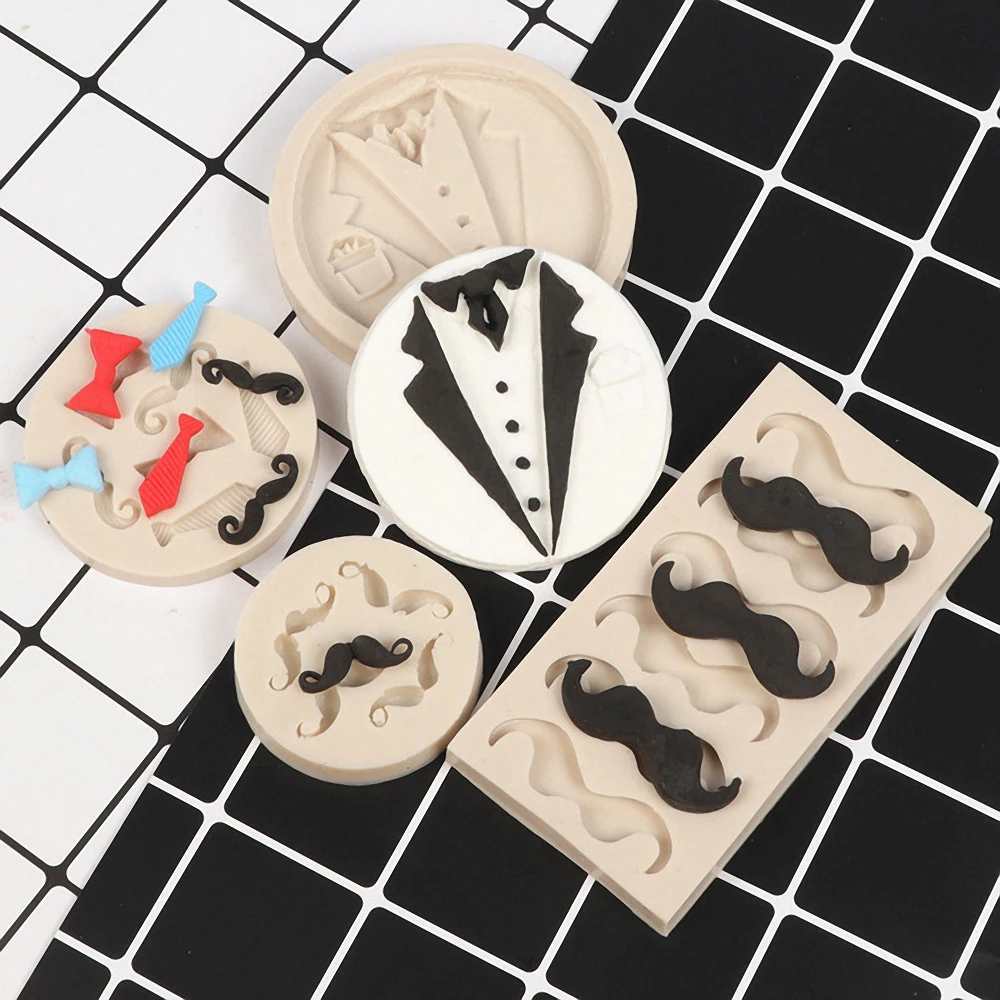 DIY Men Ladies Party Dress Mustache Silicone Cake Mold Chocolate Fondant Cookie Mould Kitchen Cake Baking Decorating Tools