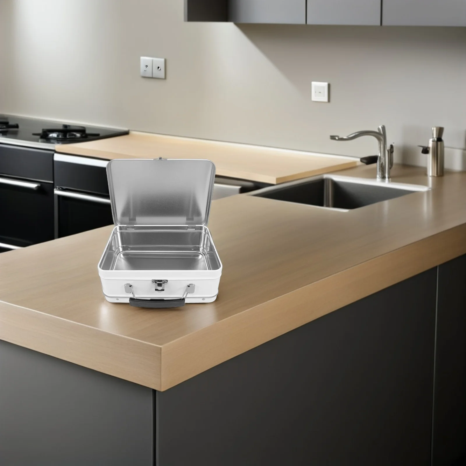 

Ретро жестяной ланч-бокс, винтажный металлический контейнер-бенто для хранения продуктов, сэндвичей, закусок, портативный ланч-бокс для работы