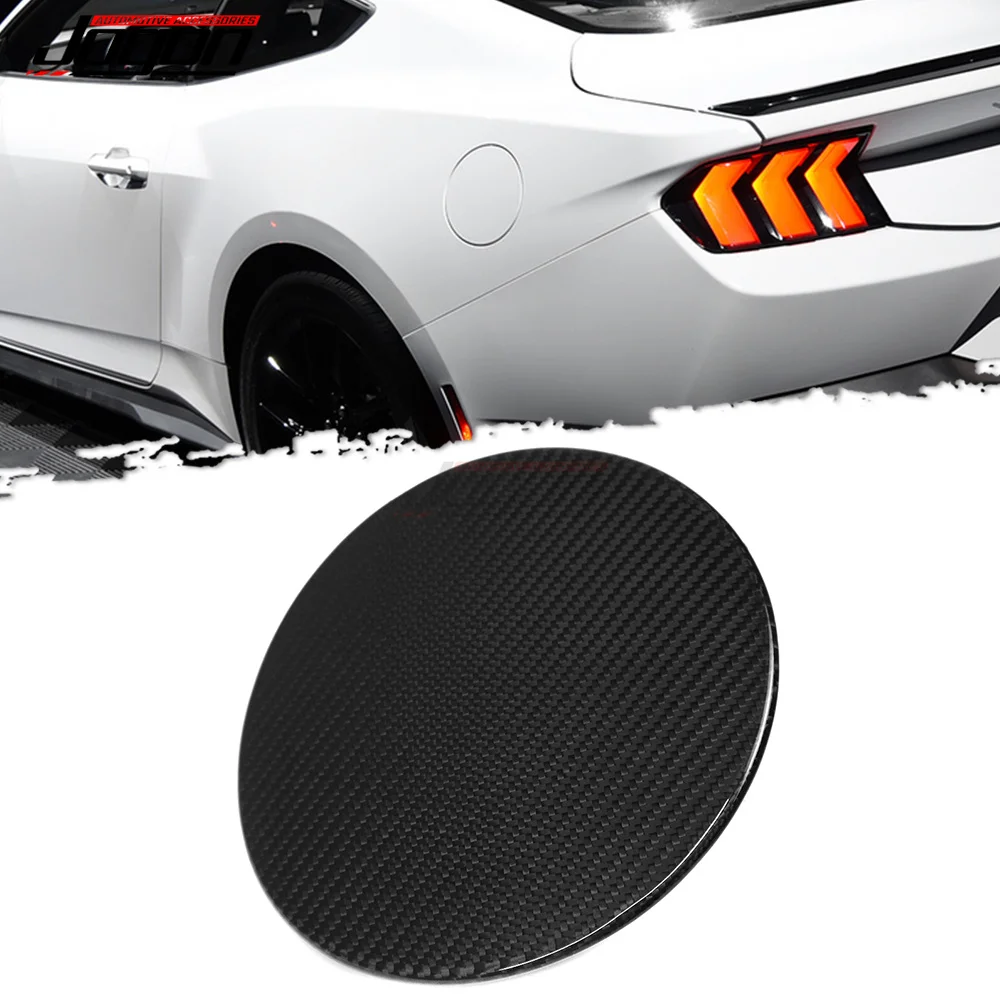 Real Carbon Fiber Fule Tank Cap For Ford Mustang GT EcoBoost Shelby 2024+ Car Exterior Accessories Oil Cover Sticker Trim