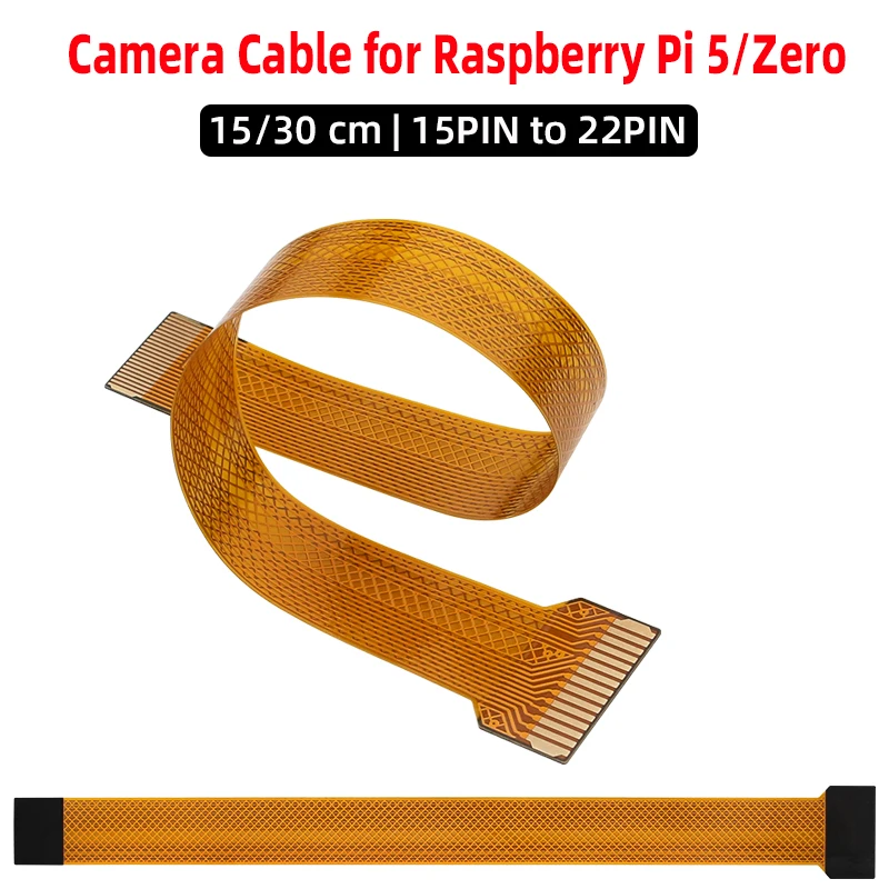 

15 Pin to 22 Pin Camera Cable for Raspberry Pi 5 / Zero Flexible Flat Cable FFC for RPI 5 Zero 2 W 5MP 8MP Cameras Module