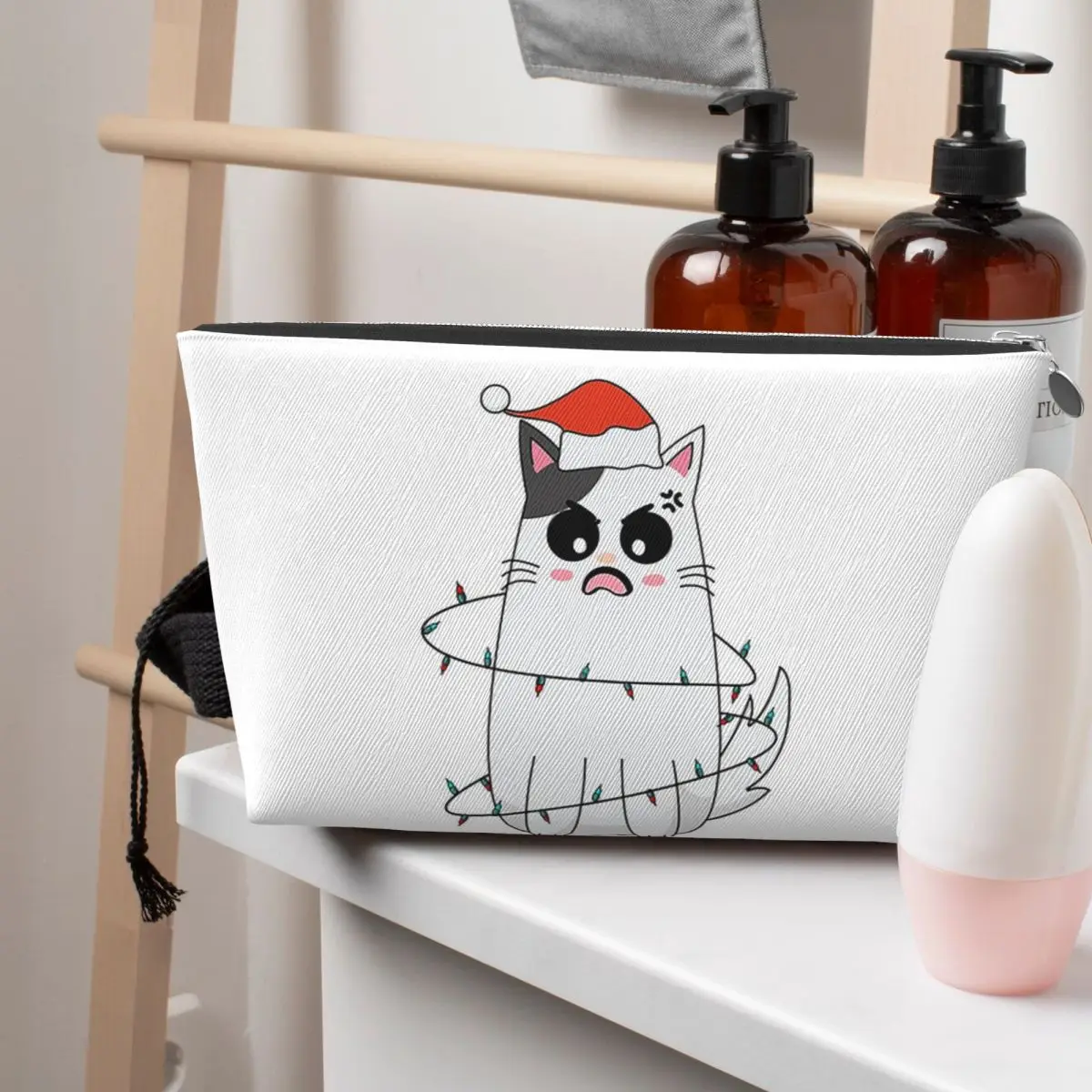 

Grumpy Christmas Cat Women Cosmetic Bags Travel Makeup Organizer Pouch Toiletry Storage Dopp Kit Box
