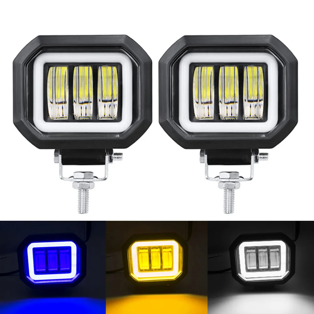 

30W 5-inch lens car LED square or circular headlights spotlight work light off-road truck motorcycle angel eye spotlight