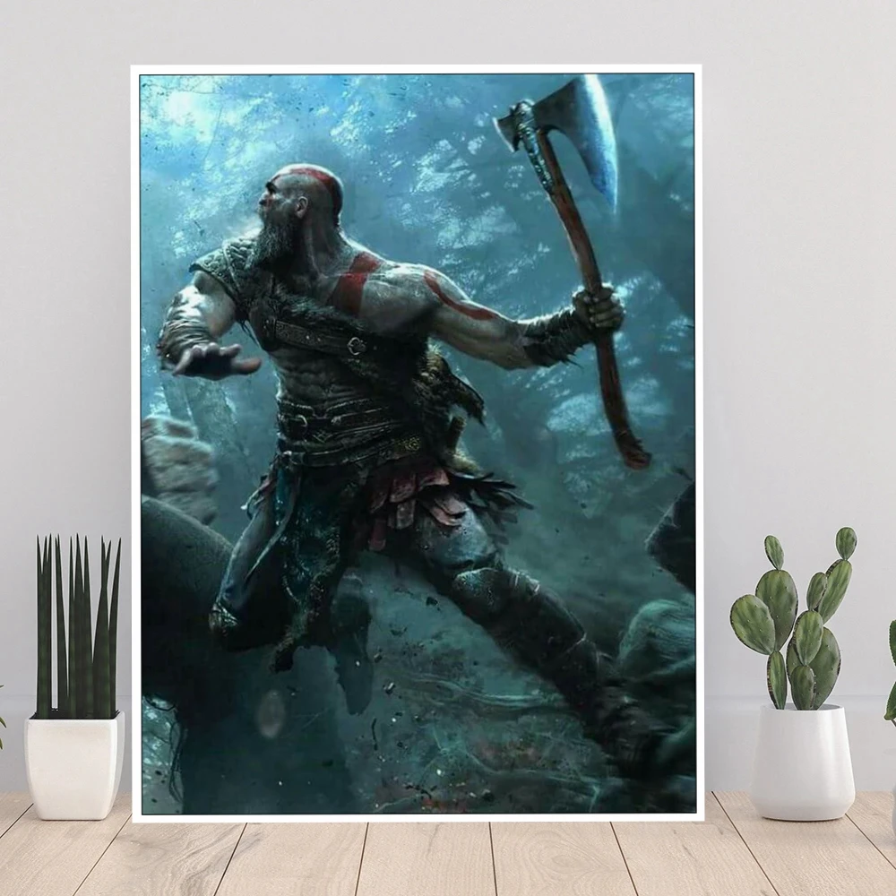 Serie di videogiochi God Of War Diamond Mosaic AB Pittura Dark Art Kratos Warrior Poster Strass Punto croce Mestiere Decorazioni per la casa