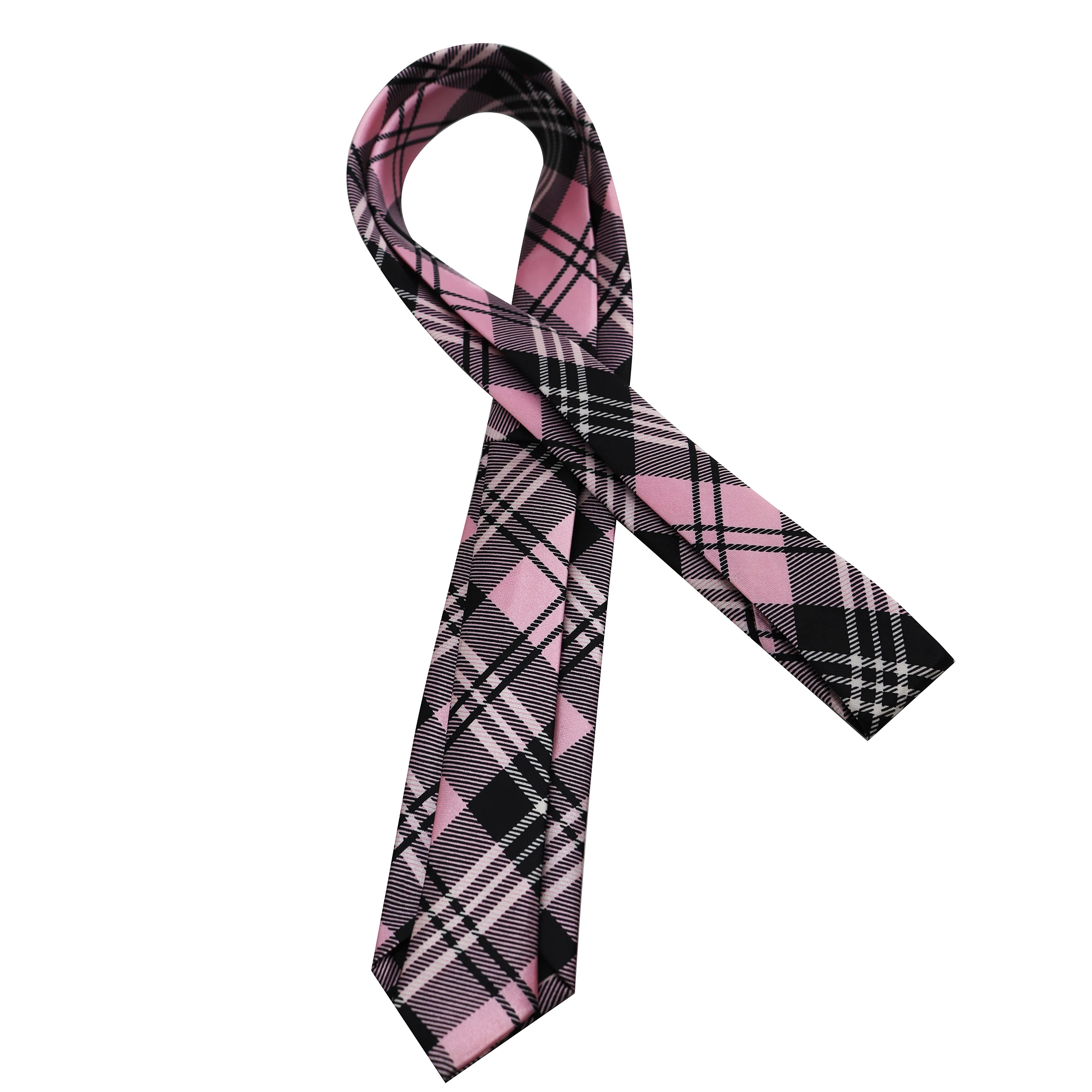 Unisex Pink Plaid/Striped Tartan Necktie  Woven Polyester Printed Tie Great for Weddings Groom Groomsmen Missions Dances Gifts