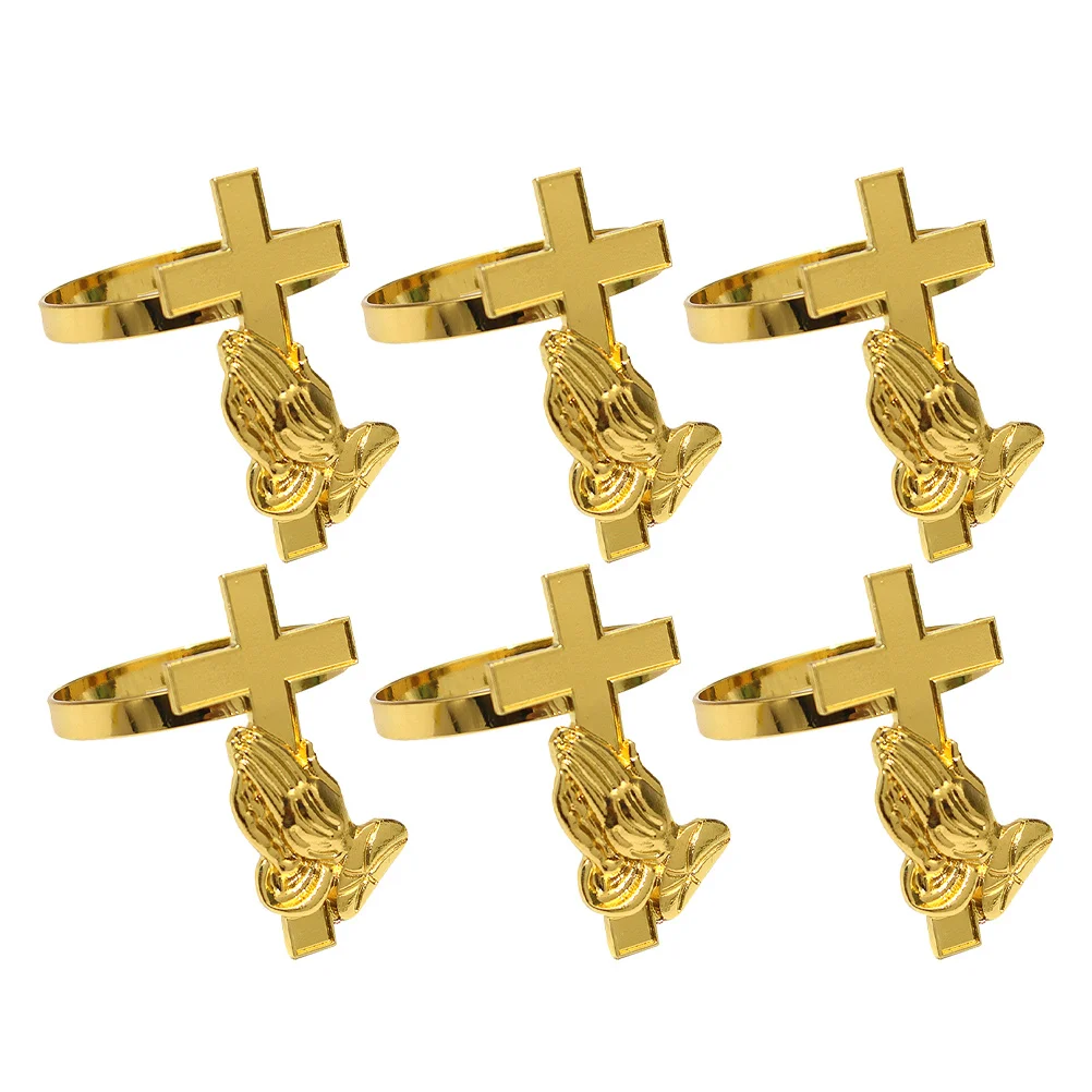 

6Pcs Alloy Napkin Rings Cross Style Metal Buckles Perfect Size Wedding Party Dining Table Napkin Holders Hotel Use