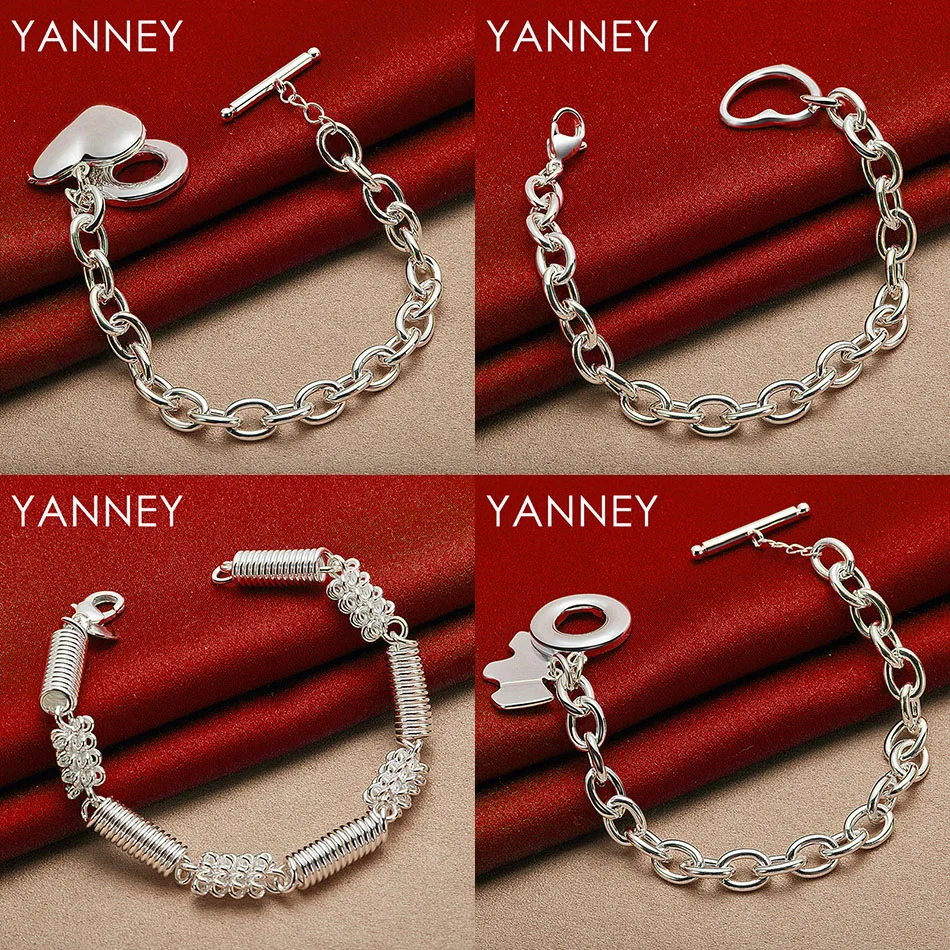 

Fashion 925 Sterling Silver 8 Inch Exquisite Heart Shaped Puppy Bracelet Women Charm Party Accessories Jewelry